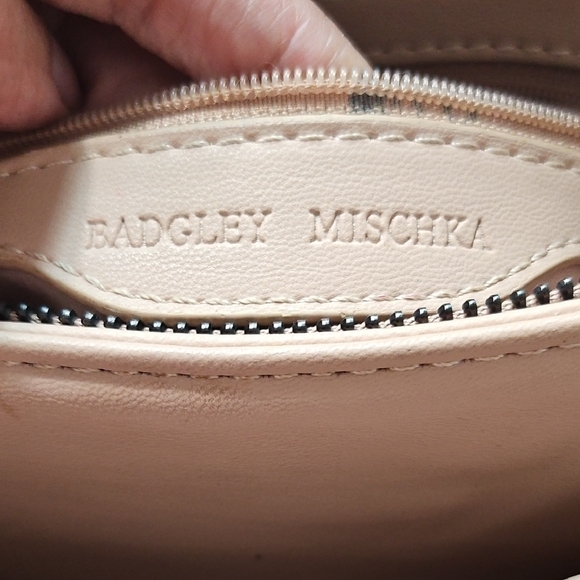 Badgley Mischka Tan Quilted Crossbody Bag with Chain Strap - Picture 11 of 16